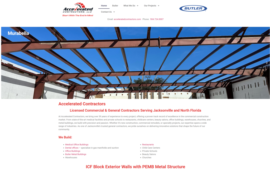 Construction website with steel framework