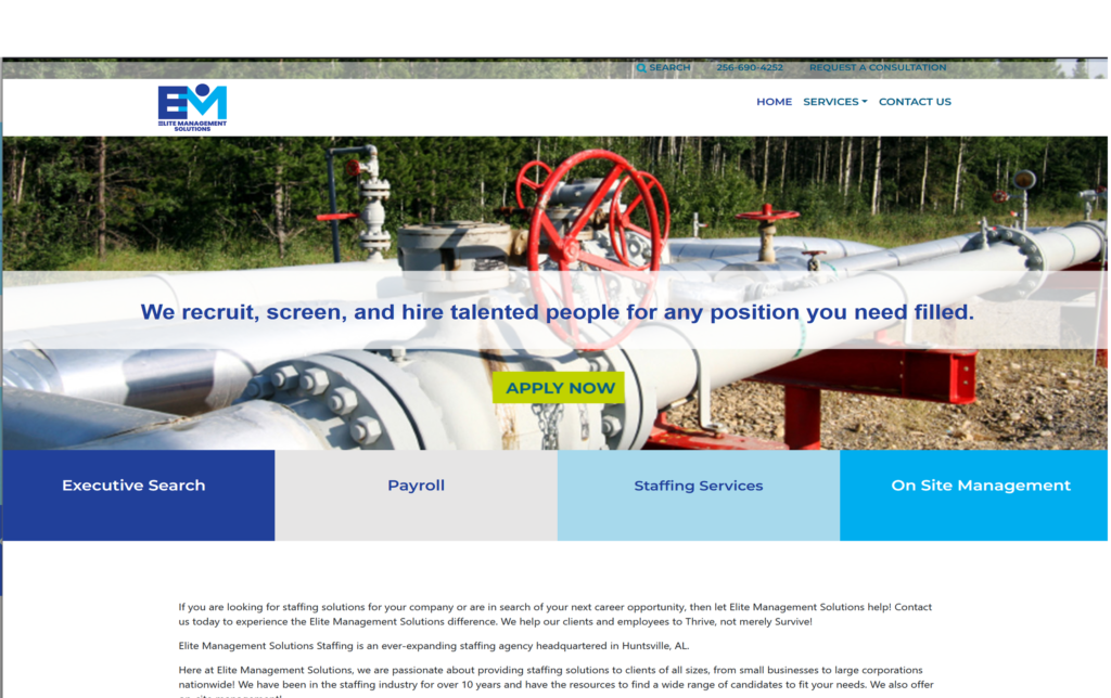 Recruitment and staffing services website