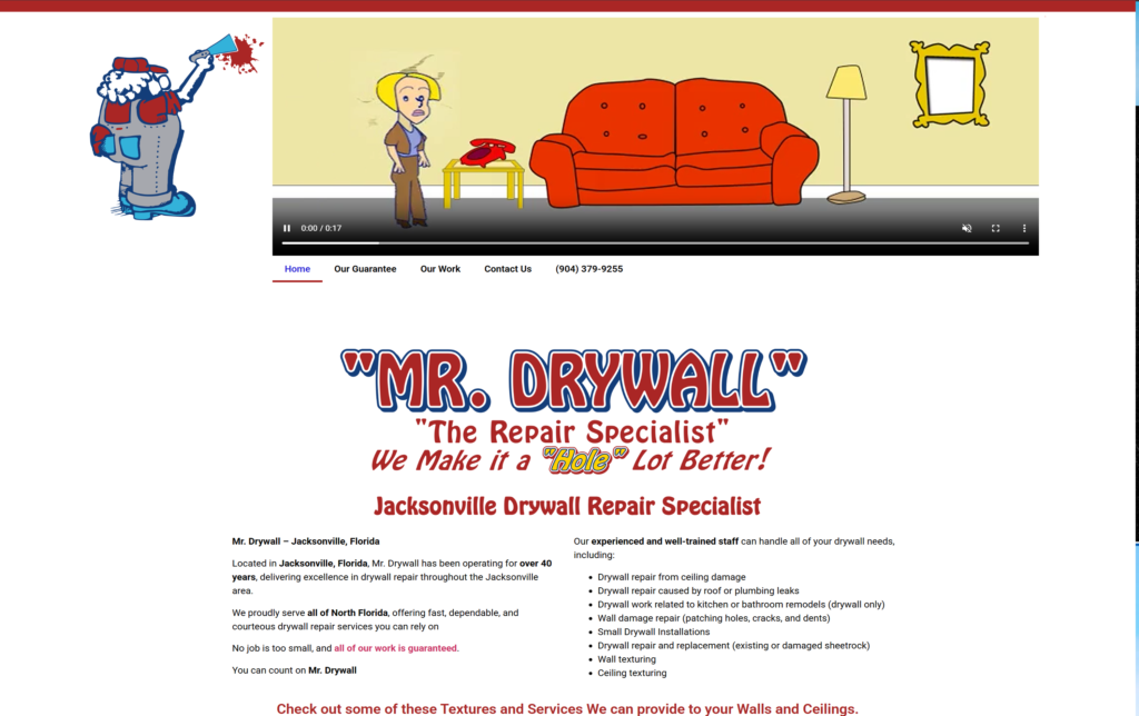 Drywall repair service advertisement website