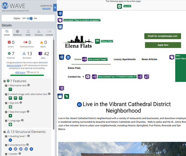 Website interface for apartment listings